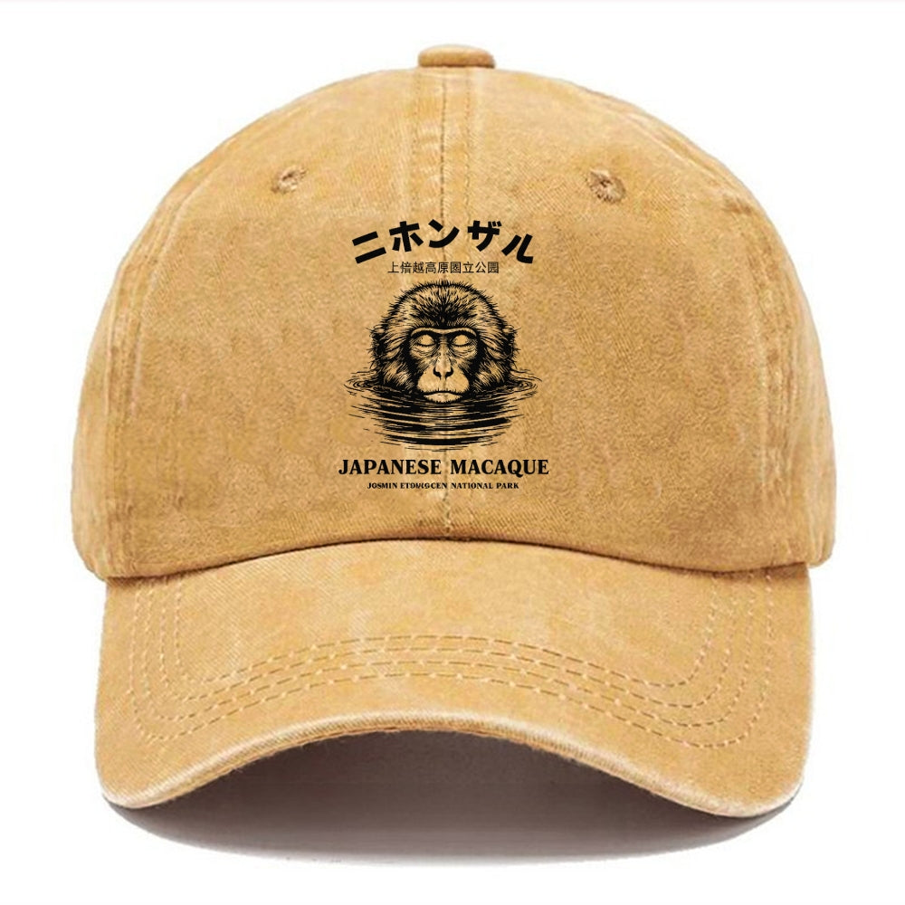 The Macaque Monkey In The Bath Japanese Washed Cap