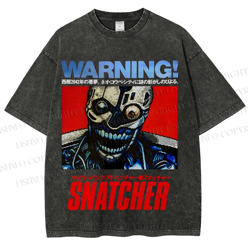 Unisex Snatcher Neo Kobe City Waring Printed Washed Tee