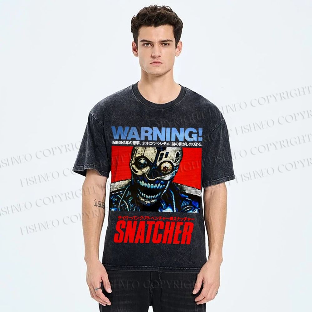Unisex Snatcher Neo Kobe City Waring Printed Washed Tee