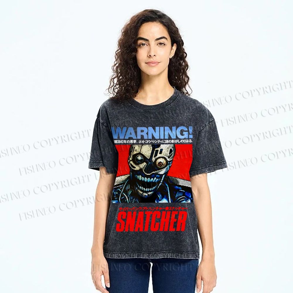 Unisex Snatcher Neo Kobe City Waring Printed Washed Tee