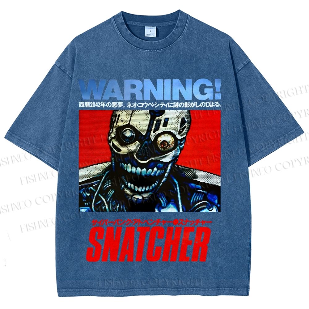 Unisex Snatcher Neo Kobe City Waring Printed Washed Tee