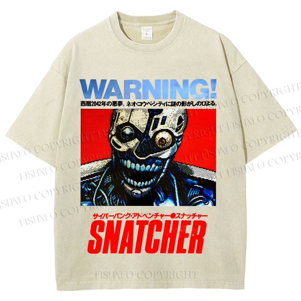 Unisex Snatcher Neo Kobe City Waring Printed Washed Tee