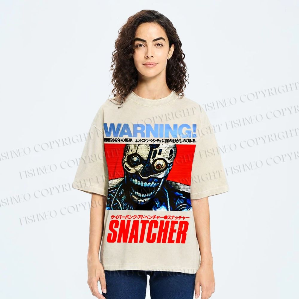 Unisex Snatcher Neo Kobe City Waring Printed Washed Tee