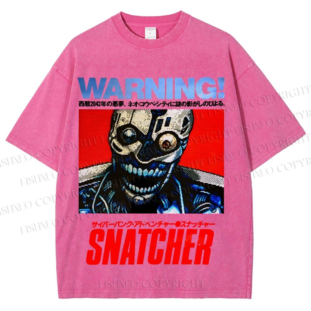 Unisex Snatcher Neo Kobe City Waring Printed Washed Tee