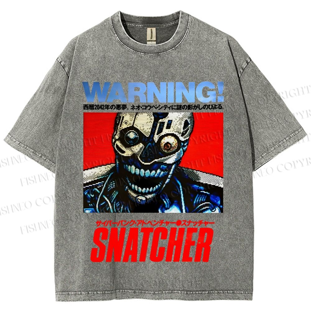 Unisex Snatcher Neo Kobe City Waring Printed Washed Tee