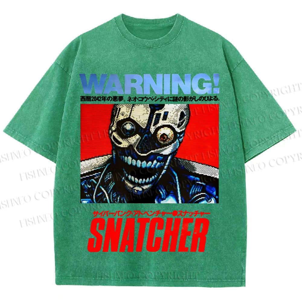 Unisex Snatcher Neo Kobe City Waring Printed Washed Tee