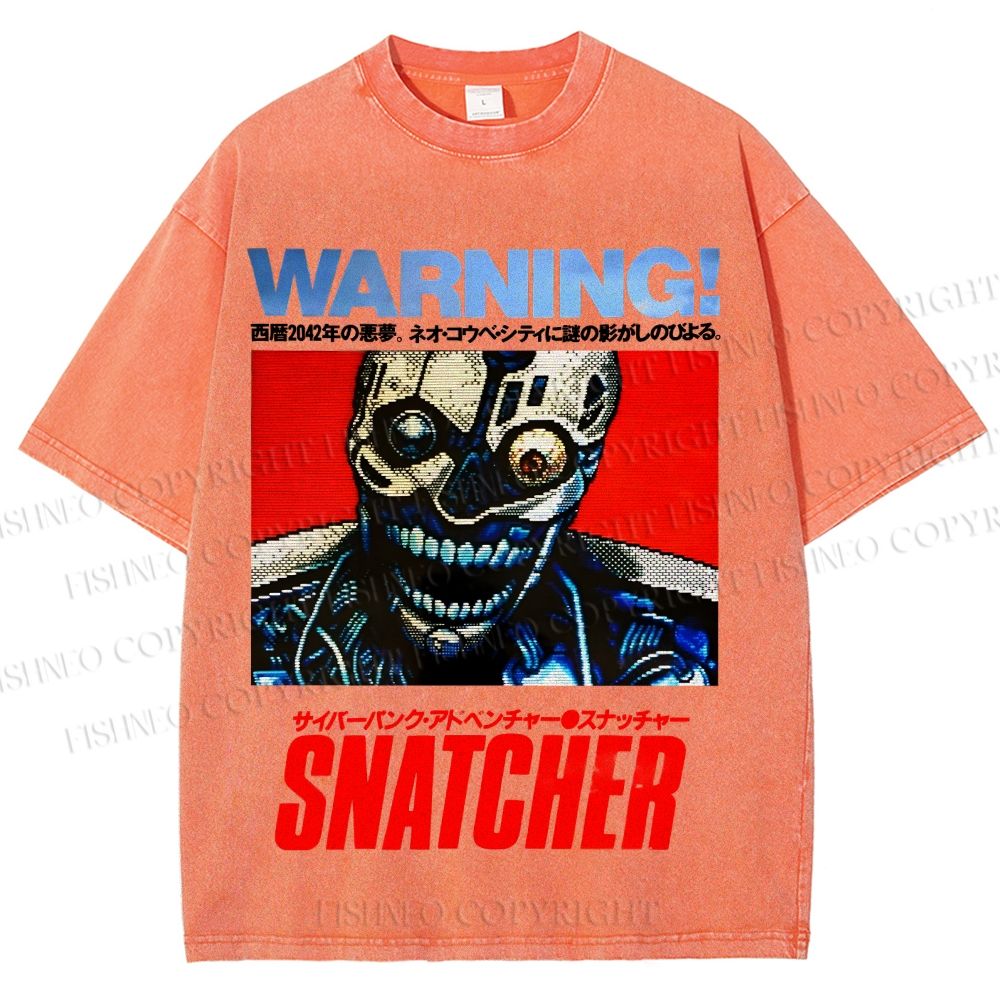 Unisex Snatcher Neo Kobe City Waring Printed Washed Tee