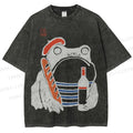 Unisex French Ezen Frog Printed Washed Tee