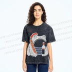 Unisex French Ezen Frog Printed Washed Tee