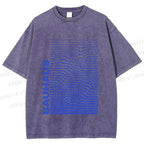 Unisex Bauhaus Line Wave Printed Washed Tee