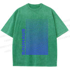 Unisex Bauhaus Line Wave Printed Washed Tee