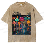 Unisex Yayoi Kusama Multicolor Jellyfish Printed Washed Tee