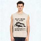 Play dead to avoid responsibility Vintage Distressed Washed Tank Top