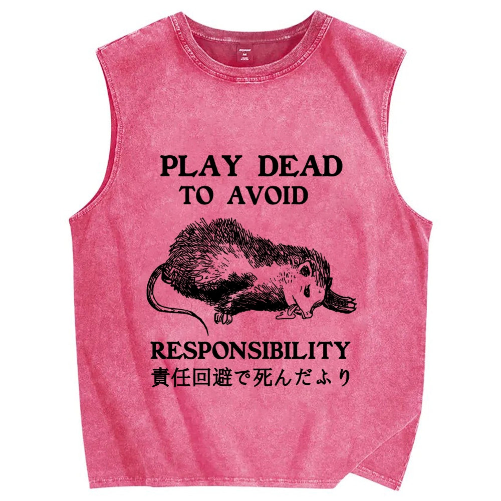 Play dead to avoid responsibility Vintage Distressed Washed Tank Top