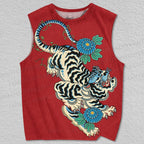 Unisex Retro Tiger Printed Tank Top