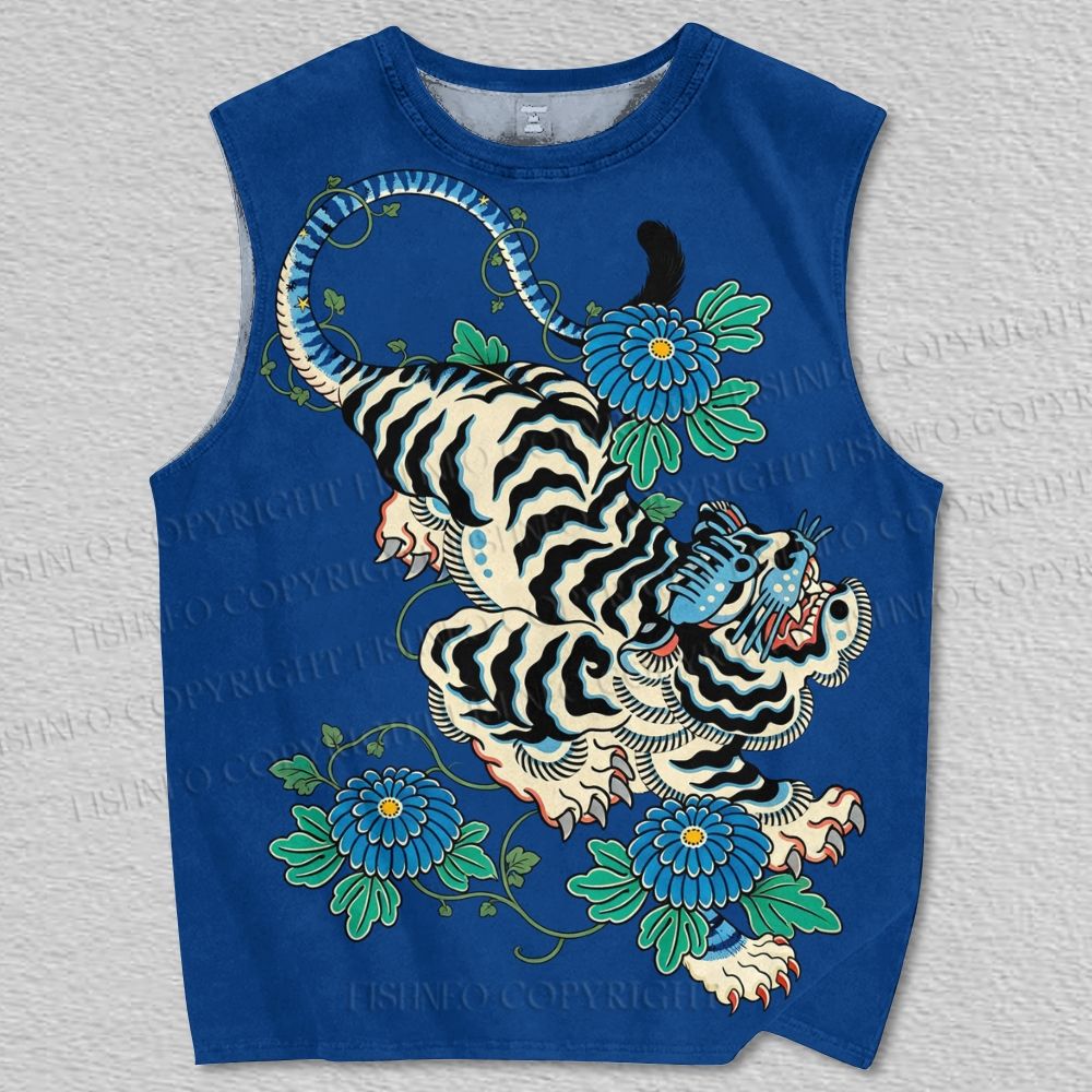 Unisex Retro Tiger Printed Tank Top