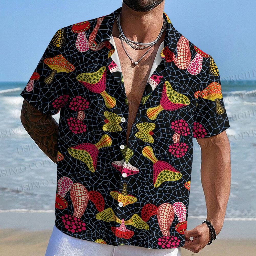 Yayoi Kusama Mushrooms Hawaiian Shirt