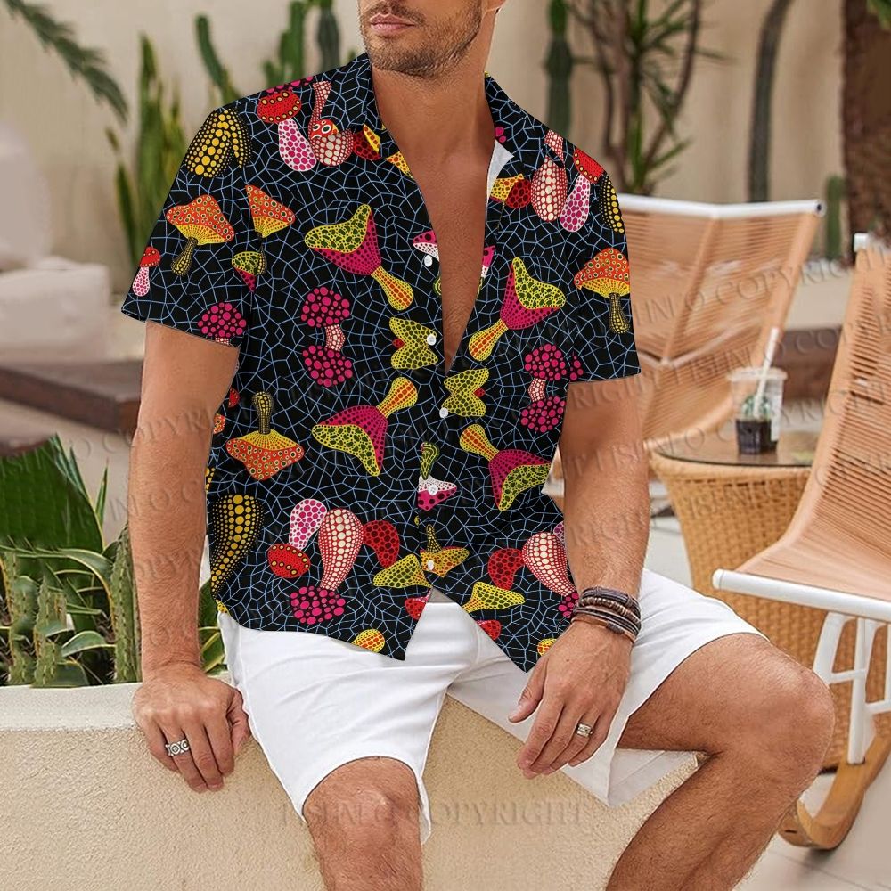 Yayoi Kusama Mushrooms Hawaiian Shirt