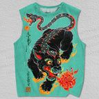 Unisex Black Panther & Snake Tail Printed Tank Top