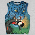Unisex Cheetah Preying On Crane Printed Tank Top
