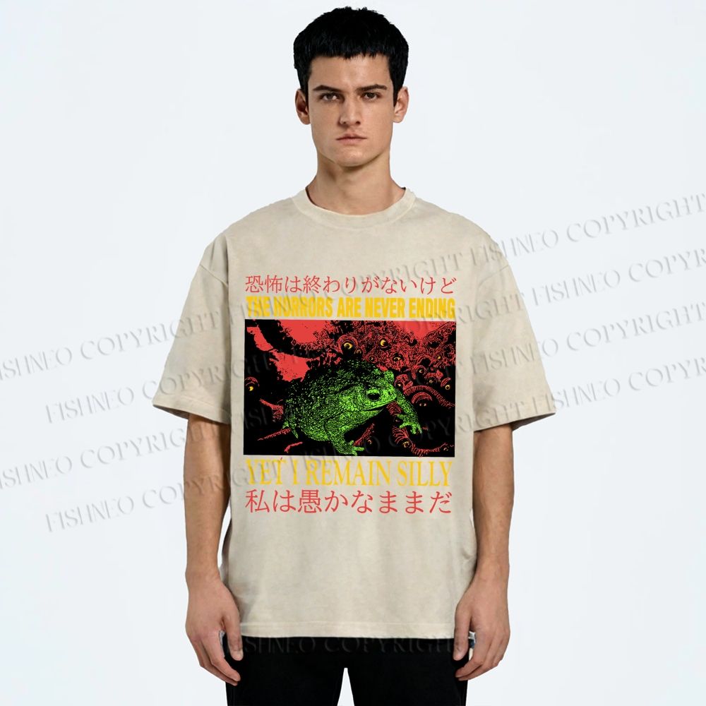 Unisex The Horrors Are Never Ending Printed Washed Tee