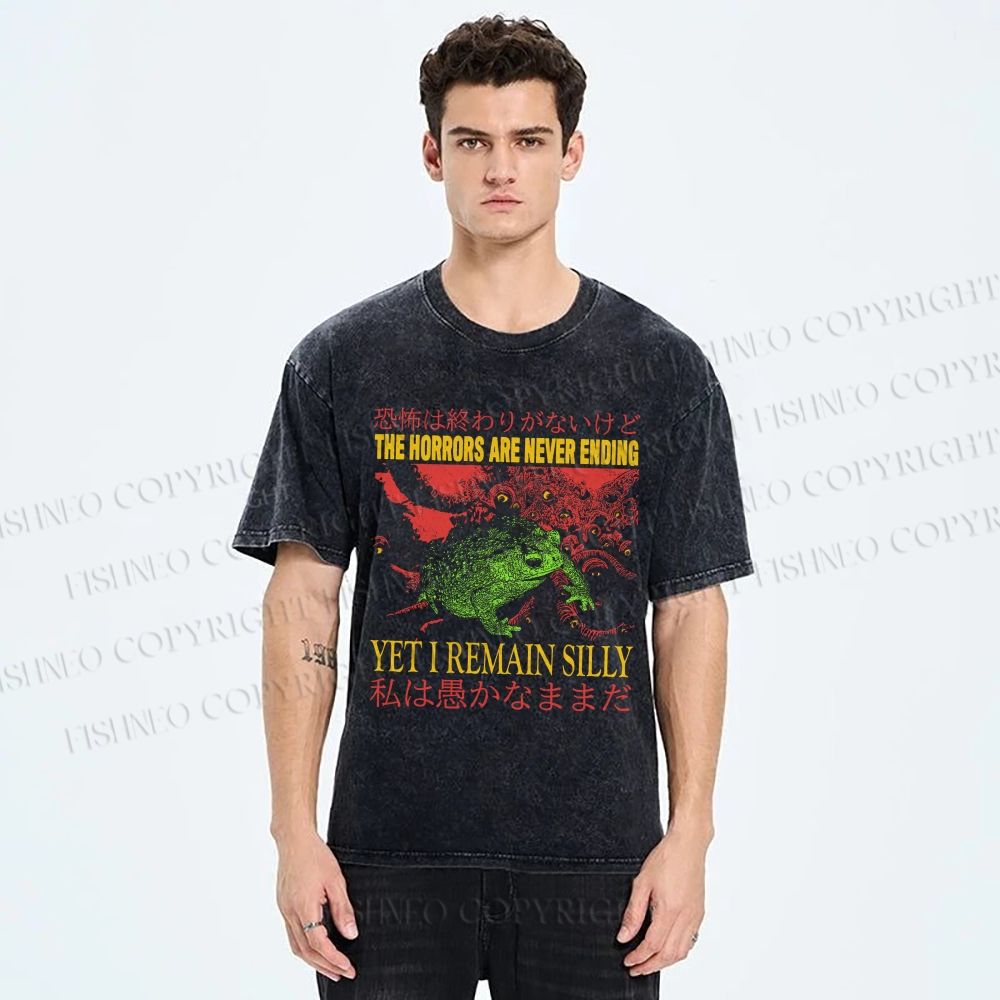 Unisex The Horrors Are Never Ending Printed Washed Tee
