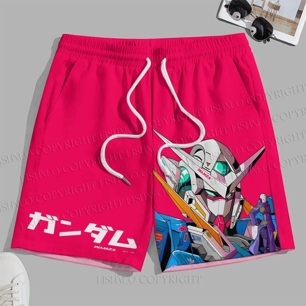 Men's Gundam Exia Printed Casual Beach Plus Size Shorts
