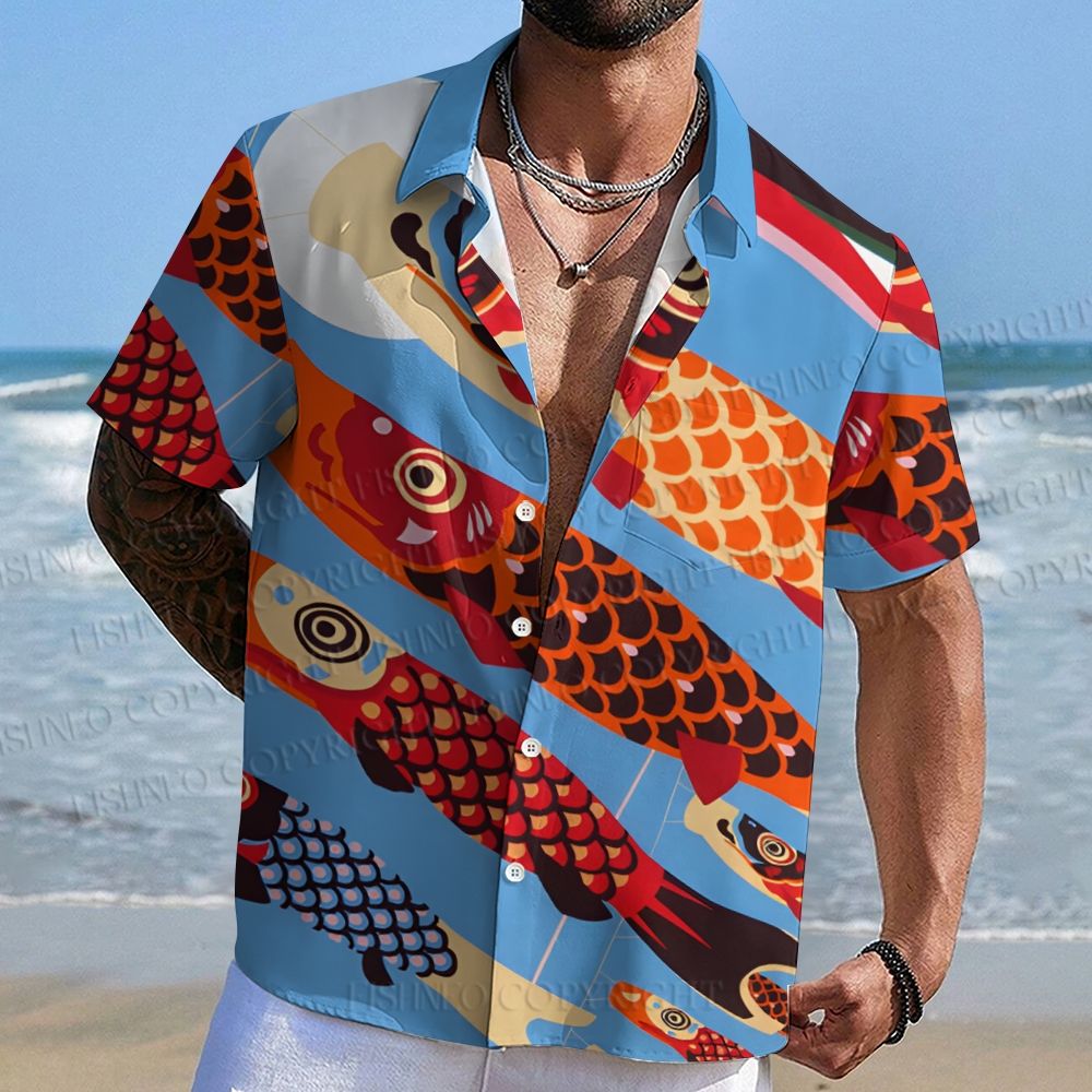 Japanese Koi Flag Hawaiian Shirt