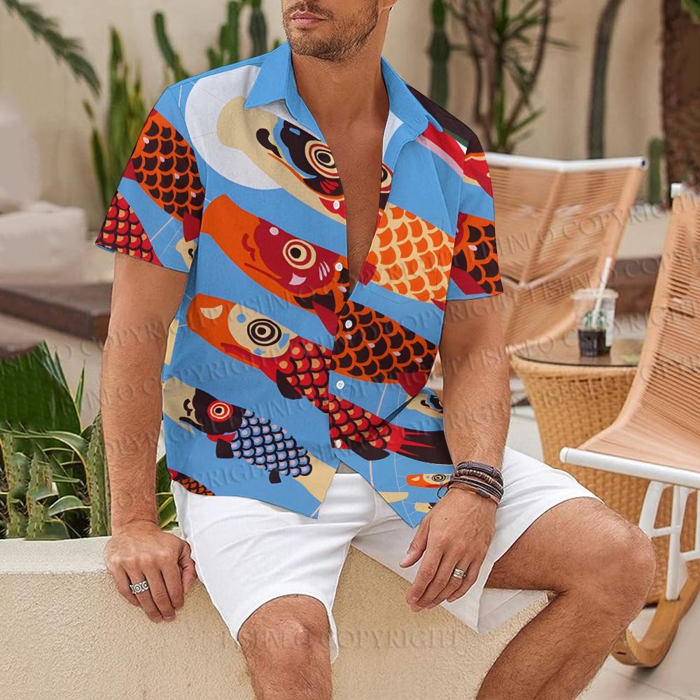 Japanese Koi Flag Hawaiian Shirt
