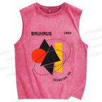 Unisex Bauhaus Design Printed Washed Tank Top