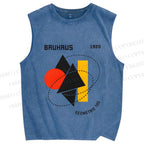 Unisex Bauhaus Design Printed Washed Tank Top