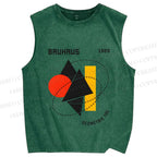 Unisex Bauhaus Design Printed Washed Tank Top