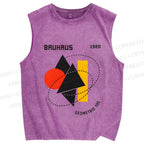 Unisex Bauhaus Design Printed Washed Tank Top