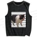 Unisex Funny Cat Screaming Meme Printed Washed Tank Top