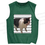 Unisex Funny Cat Screaming Meme Printed Washed Tank Top