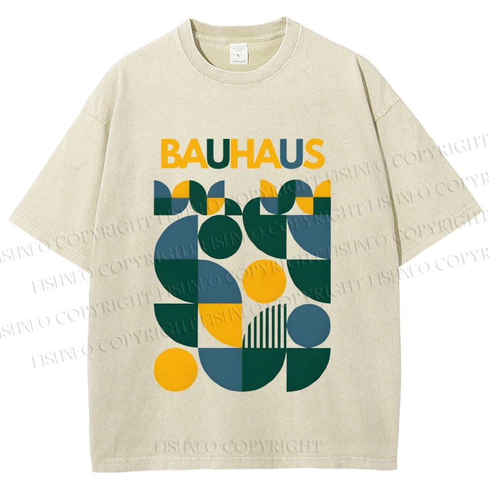 Unisex Bauhaus Design Printed Washed Tee