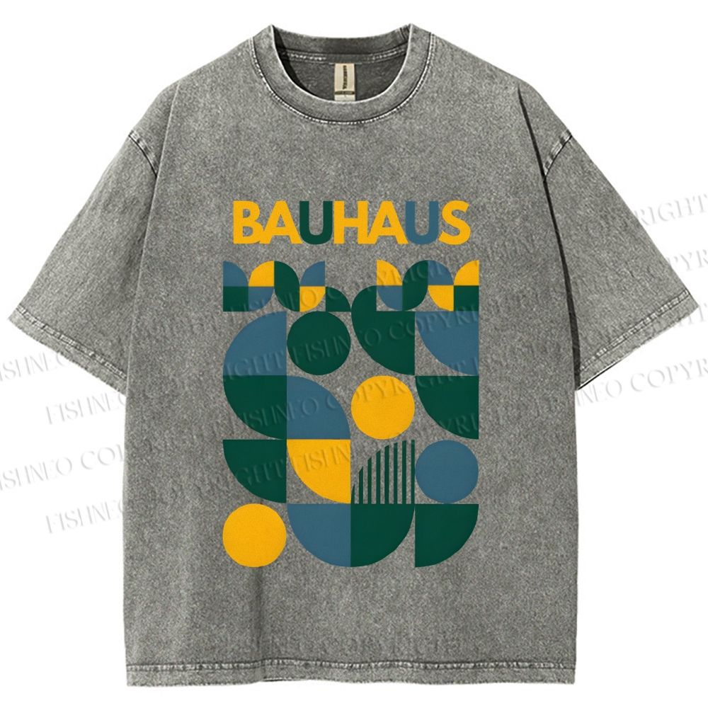 Unisex Bauhaus Design Printed Washed Tee