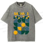 Unisex Bauhaus Design Printed Washed Tee