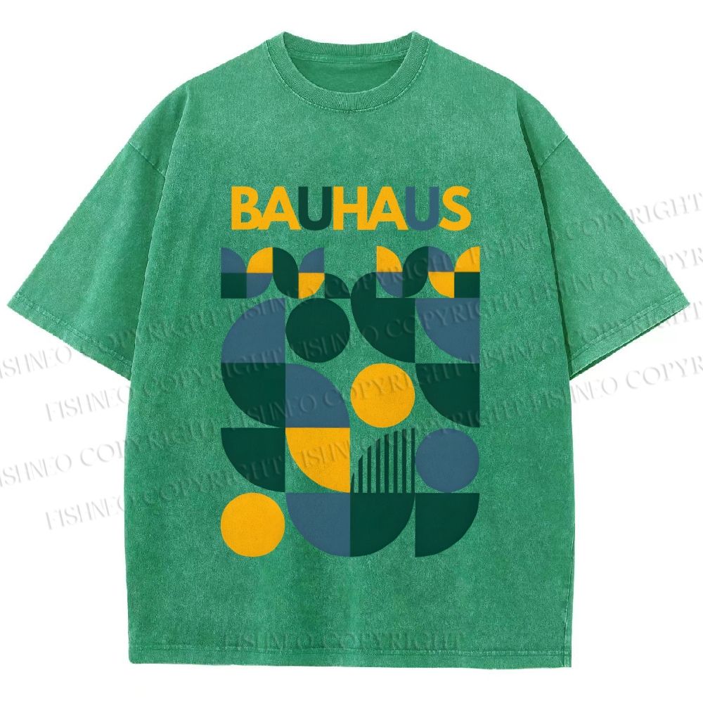 Unisex Bauhaus Design Printed Washed Tee