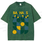 Unisex Bauhaus Design Printed Washed Tee