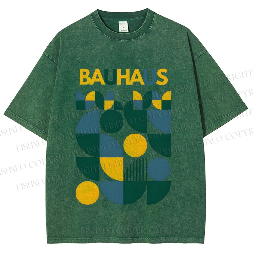 Unisex Bauhaus Design Printed Washed Tee