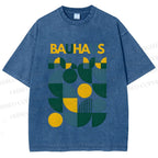 Unisex Bauhaus Design Printed Washed Tee