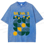 Unisex Bauhaus Design Printed Washed Tee