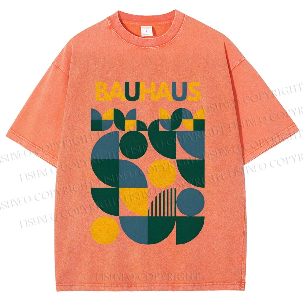 Unisex Bauhaus Design Printed Washed Tee