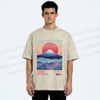 Unisex Yayoi Kusama Mount Fuji Printed Washed Tee