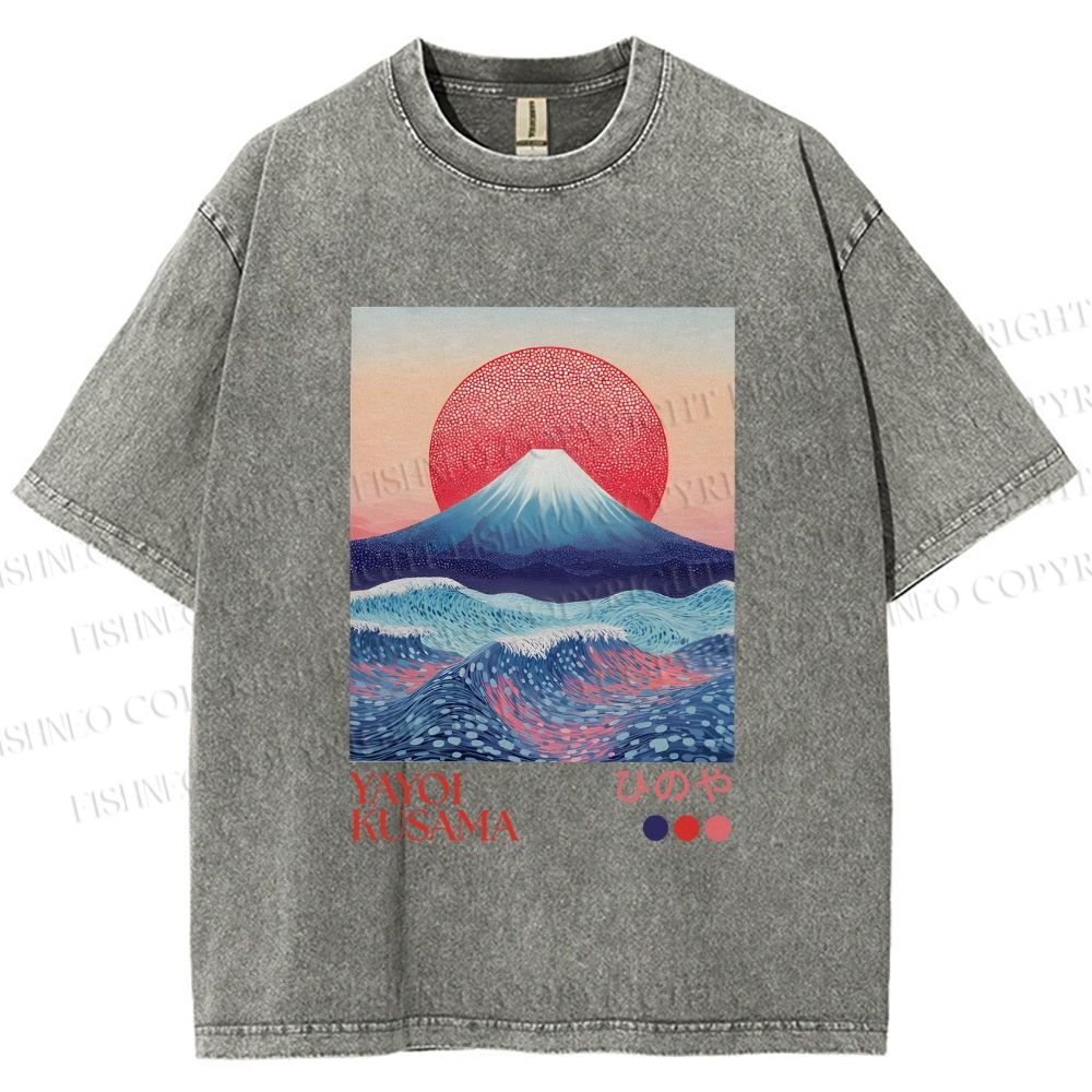 Unisex Yayoi Kusama Mount Fuji Printed Washed Tee