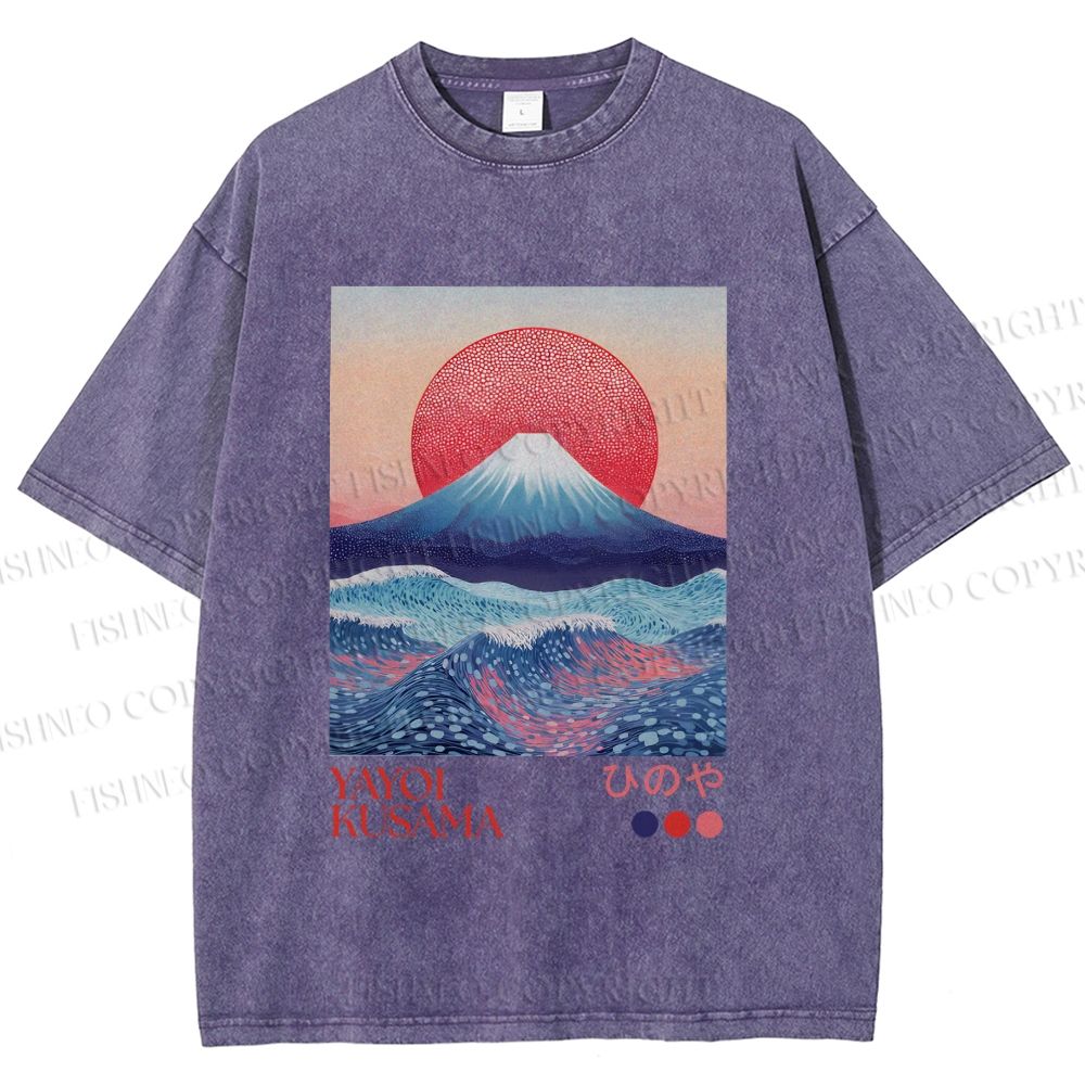 Unisex Yayoi Kusama Mount Fuji Printed Washed Tee