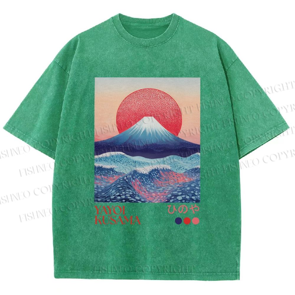 Unisex Yayoi Kusama Mount Fuji Printed Washed Tee