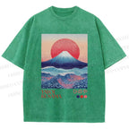 Unisex Yayoi Kusama Mount Fuji Printed Washed Tee