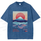 Unisex Yayoi Kusama Mount Fuji Printed Washed Tee